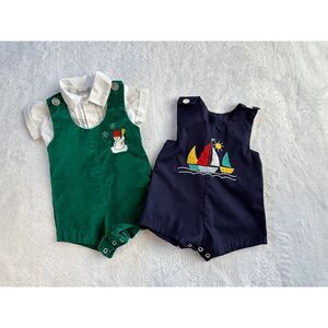 Boy's Vintage 1980's? Onesies Set of Two, 18 Month Nautical, Sailing, Snowman